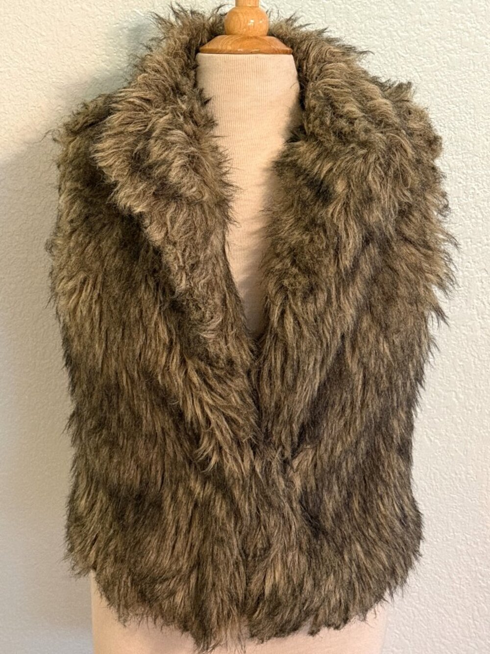 Calvin Klein Brown Faux Fur Vest Teddy Gorpcore GOT Costume Small Cosplay